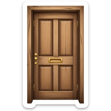 a wooden door that is wide open. The door frame is simple and matches the wood tone of the door. sticker