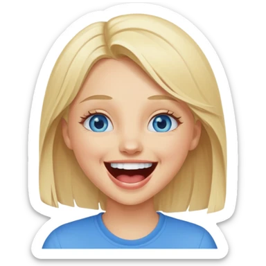 blue eyes blonde girl LAUGHING LOUDLY GIF sticker