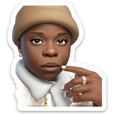 boy with jewelry and hat sticker