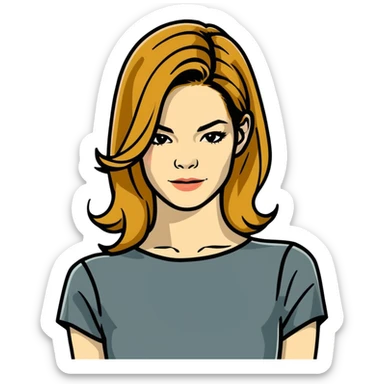 Michelle Monaghan with honey blonde hair on Christmas holiday sticker