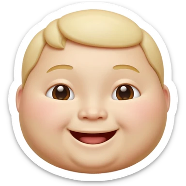 A 3D emoji in iOS emoji aesthetic style of a chubby person with round cheeks and a happy smile, soft and friendly expression, smooth glossy texture, minimal white background. sticker