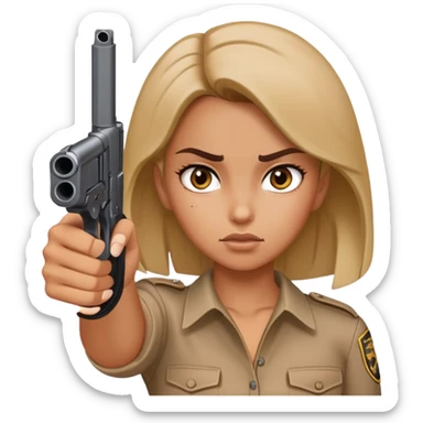 girl mad pointing gun sign to her head  sticker