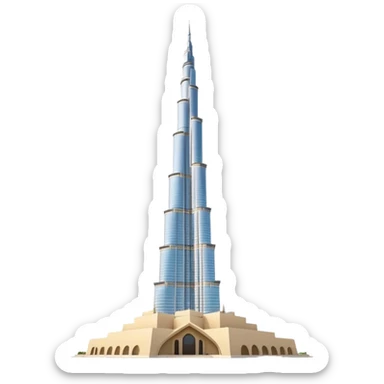 Burj Khalifa, light beige, modern minimalism, view from below, emoji style sticker