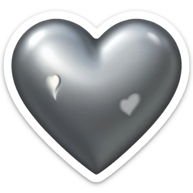 heart with a metallic gray finish sticker