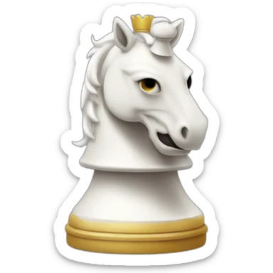 White chess knight with smiley face sticker