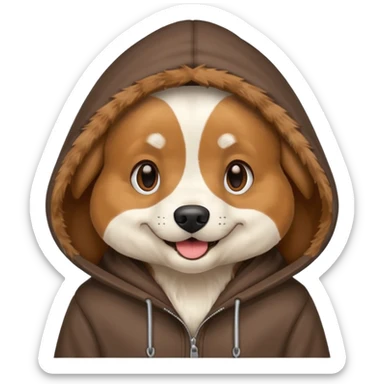 Dog wearing hoodie sticker
