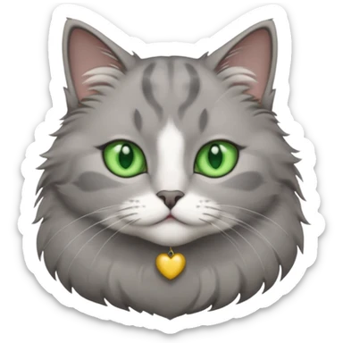 Grey cat with green eyes sticker