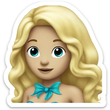 blonde mermaid with blue tail sticker