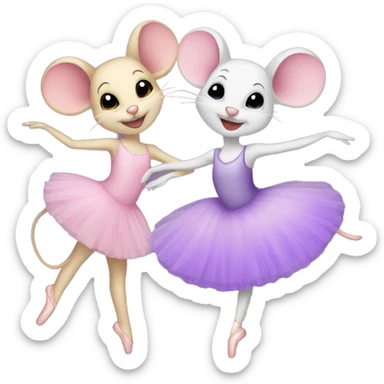 Mice Ballerina Best Friends pink and purple sticker