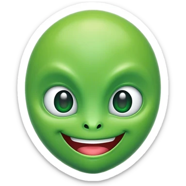 An alien emoji with a green-colored head sticker