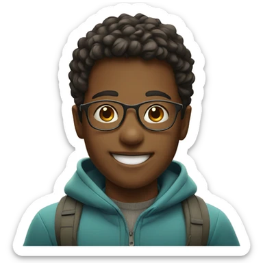 smiling boy with glasses outdoors sticker