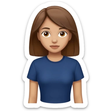 light skin girl with brown hair wearing a navy top sticker