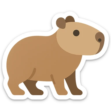 capybara, lineal color icon, gentle brown and beige, simple shapes sticker