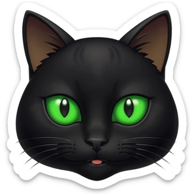 stylized black cat face, smirking, sharp eyes, confident attitude, designed for Twitch emote sticker
