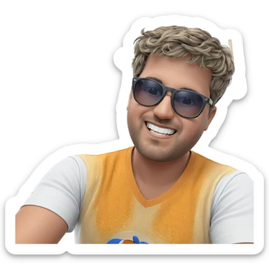 smiling boy in sunglasses sticker
