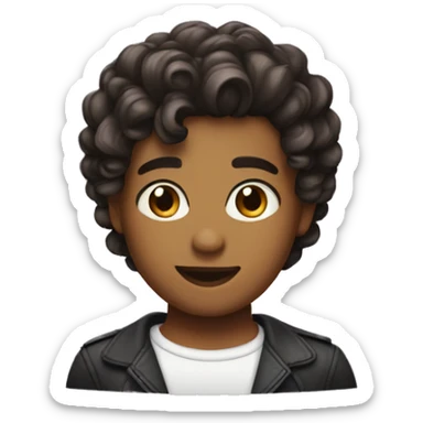 curl dark hair low taper haircut skintone between white to brown sticker