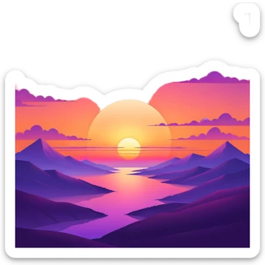 Epic beautiful orange-purple sunset dusk dawn sunrise gradient colorful sky aesthetic scenery scene full image  sticker