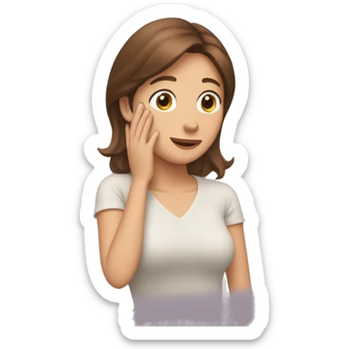 relieved wiping forehead with one hand woman with brown medium hair  sticker