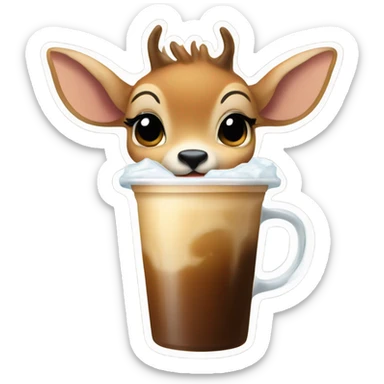 Baby deer drinking iced coffee sticker