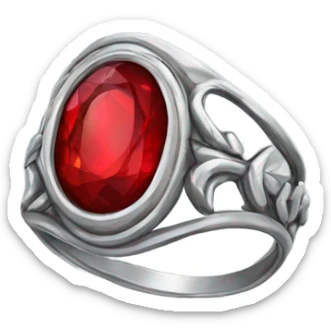 small silver ring with red gem sticker