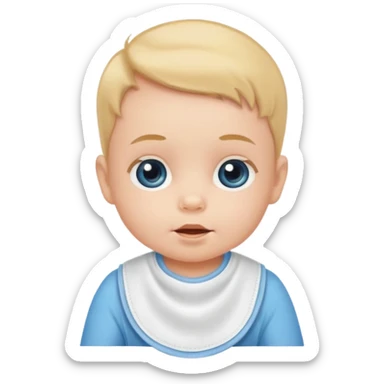 baby with bib sticker