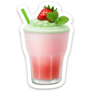 Light pink strawberry drink with green matcha cold foam on top  sticker