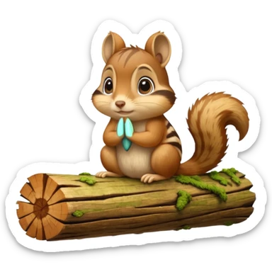  chipmunk praying to a log sticker