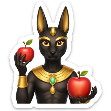anubis god with an apple sticker