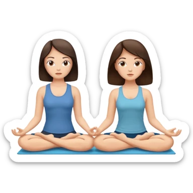 two brunetts meditating and breathing sticker