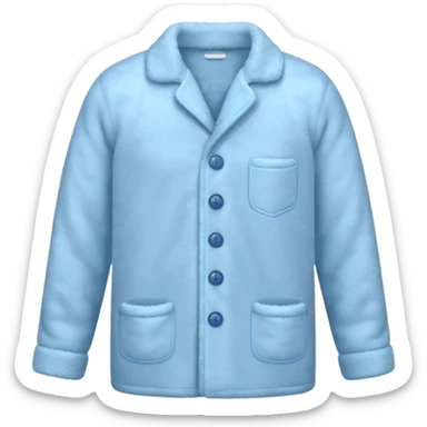 emoji of an isolated cozy pajama top made of fluffy fleece fabric, super soft plush texture, light grey with pastel blue tint, button-down long sleeves, neatly folded flat-lay, no person, no body, no mannequin, warm winter pajama mood, soft shadows sticker