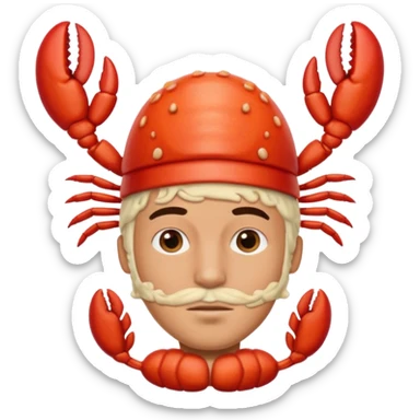 man with a lobster risotto on their head sticker
