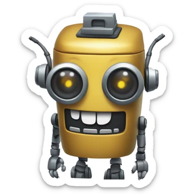 müzik dinleyen robot sticker