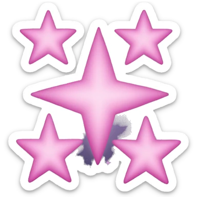 Three small pink , 4-pointed stars grouped together. The stars have a slightly elongated shape, giving them a twinkling effect. They vary in size, with the largest star in the center and two smaller stars on either side.  sticker