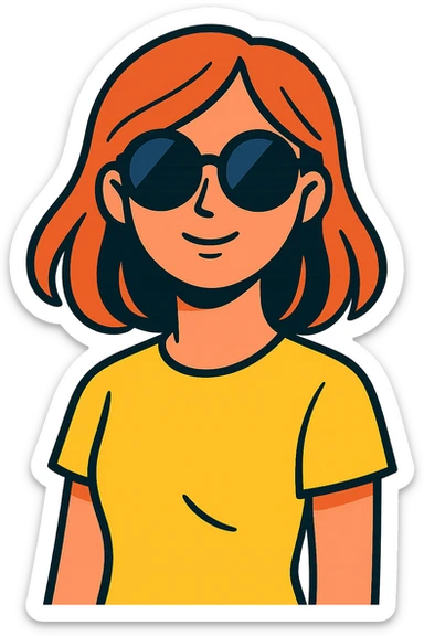 jolie fille avec des lunettes de soleil, style illustration moderne sticker