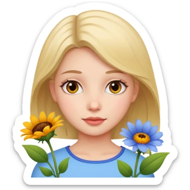 дівчинка з квітами sticker