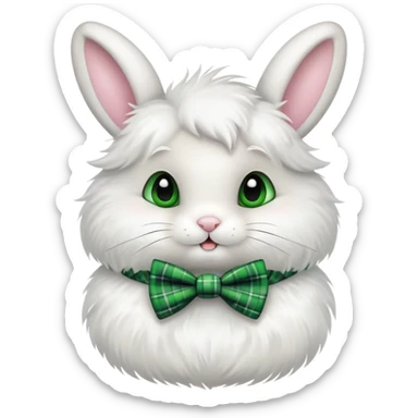cute Easter bunny with a green plaid bow tie sticker