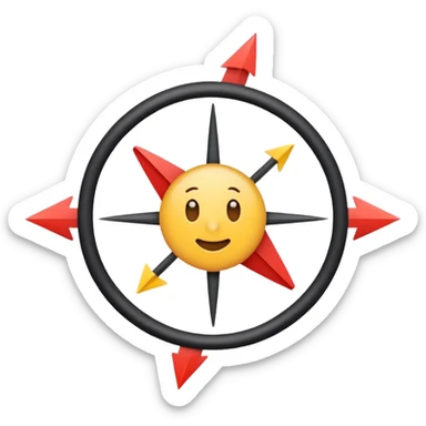 “Didactic emoji illustrating centripetal movement from the center outward, with a central dot and arrows expanding in all directions, clean flat design, bold lines, simple colors, educational style, transparent background.” sticker