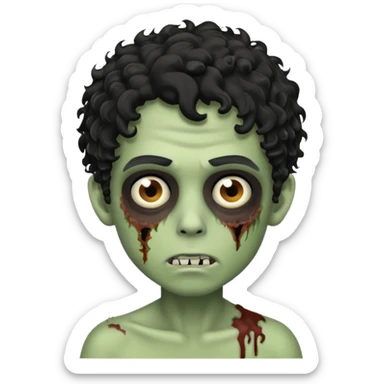 A boy zombie with black curly hair  sticker