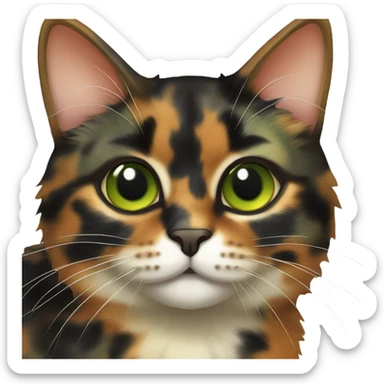 Tortoiseshell cat with green eyes sticker