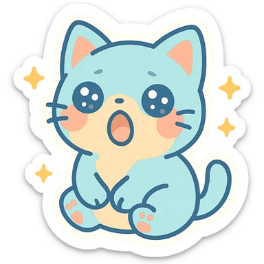 cute cat sticker, sleepy yawning, with small stars, kawaii style sticker