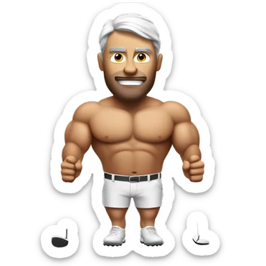 Golfing man with big muscles  sticker