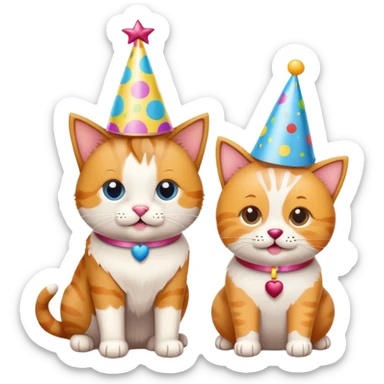 two cats celebrating their dog's birthday sticker