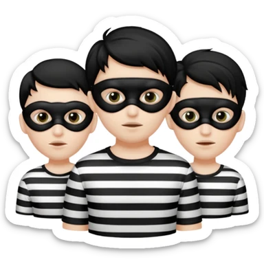 3 theif robbers emoji,Stripped shirt,eye mask, black head. sticker