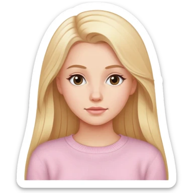 Beautiful white girl with long blonde hair wearing light pink sweater  sticker