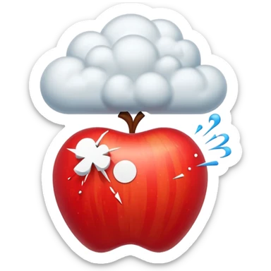 Create a 3D Apple-style emoji of a stylized explosion icon — abstract burst lines and a small cloud puff — combined with a circular red prohibition sign (slash). Keep it minimal, glossy, smooth, and friendly in Apple emoji style on a white background.

 sticker