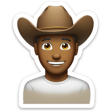 smiling face with trans cowboy hat sticker