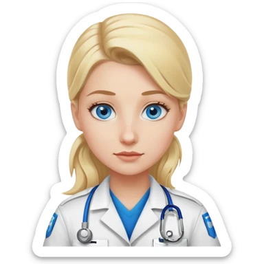 Paramedic girl with blonde hair done up and blue eyes sticker