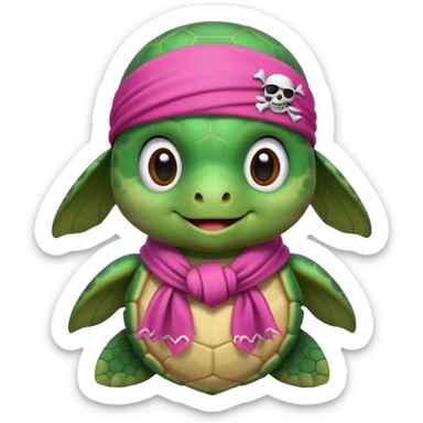 cute sea turtle wearing a pink pirate scarf sticker