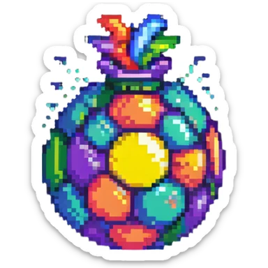 colorful bomb power up item with vibrant colors and highlights to stand out on black background sticker