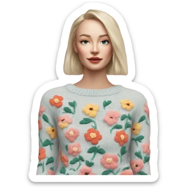Knit floral sweater glittery beautiful finnish  sticker
